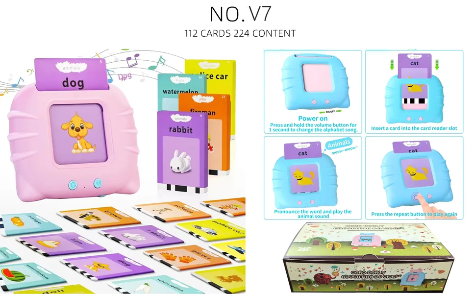 Cat Educational Flash Cards (112 cards, 224 Sight Words, 3.7V Battery included) wholesale baby toy